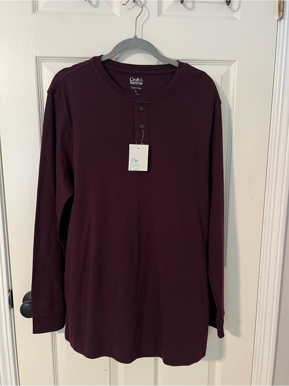 croft & barrow Men's Long-Sleeve Henley in Deep Burgundy
